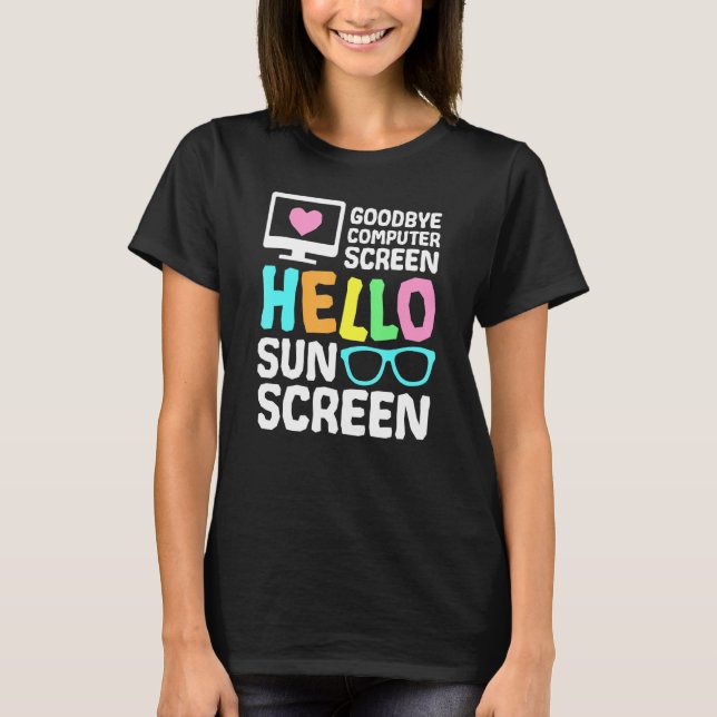 Camiseta Adeus, Tela do Computador Olá, Sunscreen Virtual T (Frente)