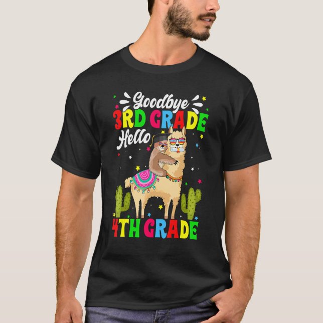Camiseta Adeus Terceiro Grau Alô 4º Grau Llama Sloth Gr (Frente)
