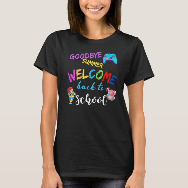 Camiseta Adeus Verão De Volta À Diversão Escolar (Frente)