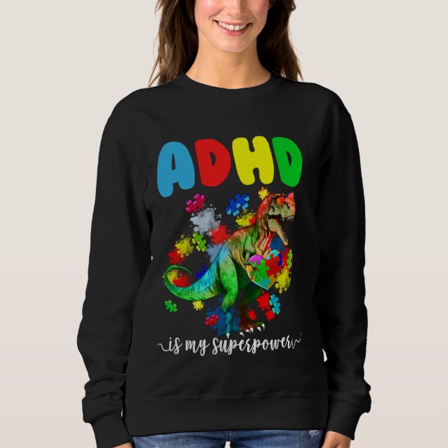 Camiseta ADHD É O Meu Quebra-cabeça De Dinossauro Superpote (Frente)