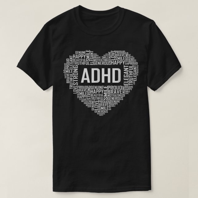 Camiseta ADHD Heart Support Gift Proud ADHD Gifts  (Frente do Design)