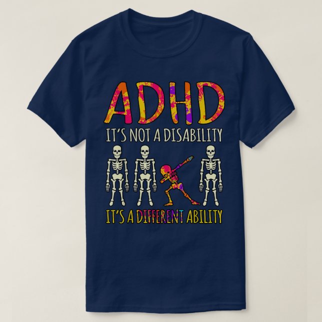 Camiseta ADHD It's Not A Disability Awareness Orange Ribbon (Frente do Design)