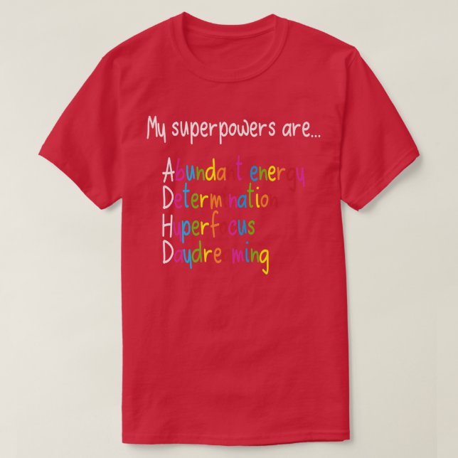 Camiseta ADHD superpotencia o prêmio de conscientização da  (Frente do Design)