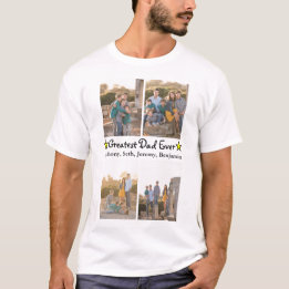 Camiseta Adicionar 4 Colunas de Foto Maior Pai Nunca Dia de
