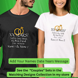 Camiseta Adicionar anos Data, Nomes, Casal de aniversário d
