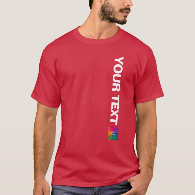 Camiseta Adicionar imagem de logotipo Modelo Mens Vermelho  (Frente)