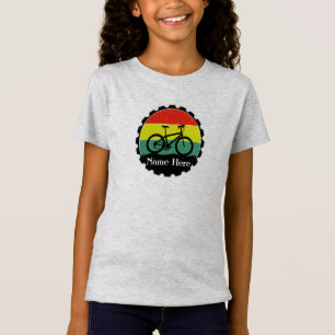 Camiseta Adicionar Nome Bicicleta no Vintage Grunge Rainbow