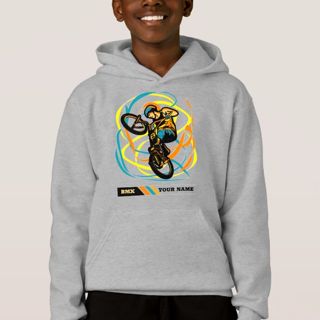 Camiseta Adicionar Nome BMX Bike Rider Torna os Swirls Esti (Frente)