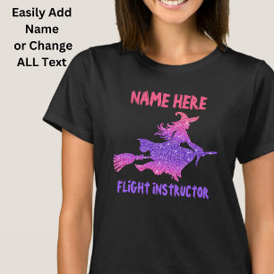 Camiseta Adicionar Nome e Texto Bruxa Voando no Dia das Bru