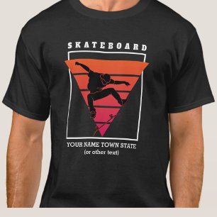Camiseta Adicionar nome e texto Skateboard Triângulo Geomét