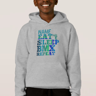 Camiseta Adicionar nome Eat Sleep BMX Repetir Rider de Bike