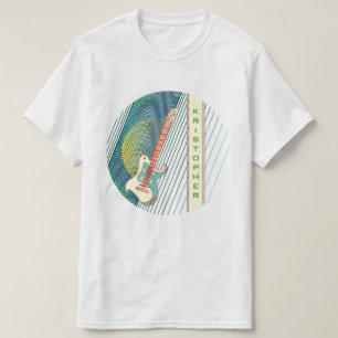 Camiseta Adicionar Nome Legal Branca Moderna e Violão Elétr