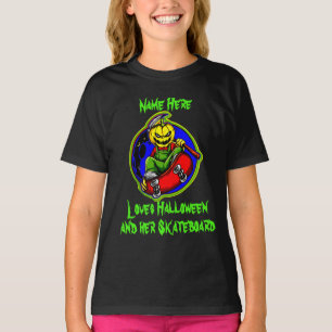 Camiseta Adicionar Nome Texto Pumpkin Monster Skateboard Ha