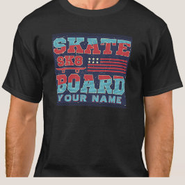 Camiseta Adicionar nome Texto skate SK8 EUA Sinalizador ver