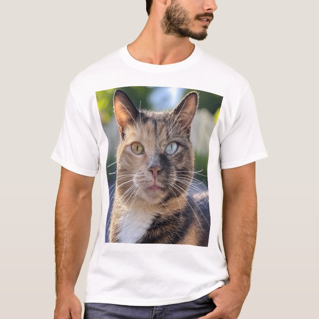 Camiseta Adicionar Personalização de Foto de Cat (Frente)