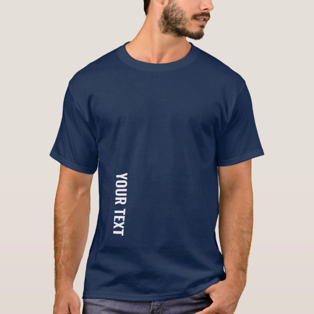 Camiseta Adicionar Texto Aqui Modelo Moderno Mens Marinho A (Frente)