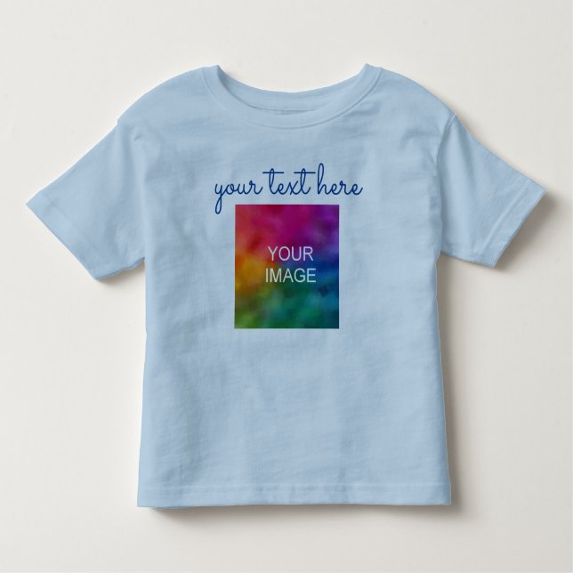 Camiseta Adicionar Texto Carregar Foto Impressão Azul Duplo (Frente)