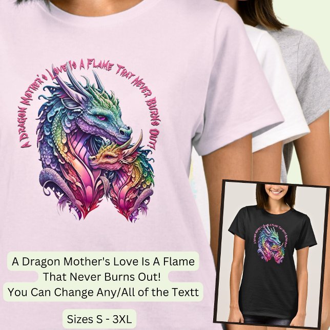 Camiseta Adicionar texto de nome, mãe e dragão de bebê (Criador carregado)