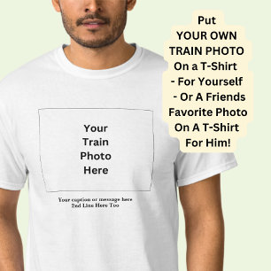 Camiseta Adicione a sua fotografia e legenda do comboio em
