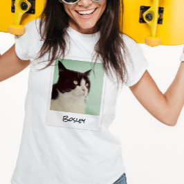 Camiseta Adicione a sua imagem de Pet Retro Instant Camera 