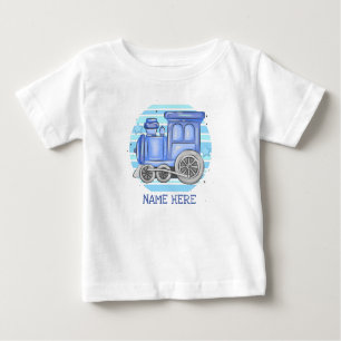 Camiseta Adicione Nome Motor De Comboio A Vapor Bebê