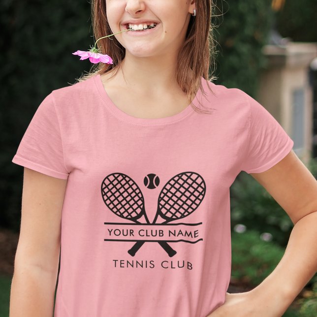 Camiseta Adicione o Capitão da Equipe de Tênis do Nome do C (Lawn Tennis Club Rackets Motif Girls T-Shirt )