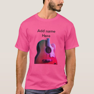 Camiseta Adicione o nome do texto guitarra acústica castanh
