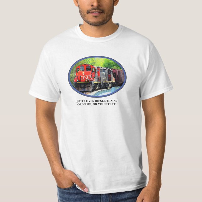 Camiseta Adicione o Nome Texto Imagem, Trem a Diesel com Fo (Frente)