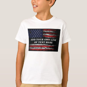 Camiseta Adicione o seu próprio texto no amassado bandeira