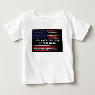 Camiseta Adicione o seu próprio texto no amassado bandeira 