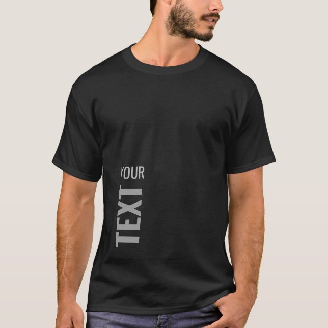 Camiseta Adicione o seu texto aqui, preto básico, Modelo ma (Frente)