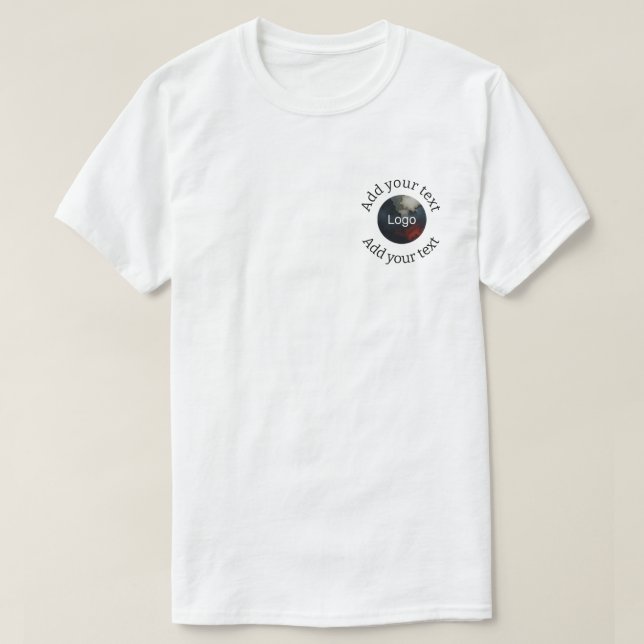 Camiseta adicione seu logotipo com texto duplo (Frente do Design)