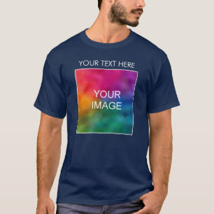 Camiseta Adicione seu logotipo de imagem Texto Marinho para