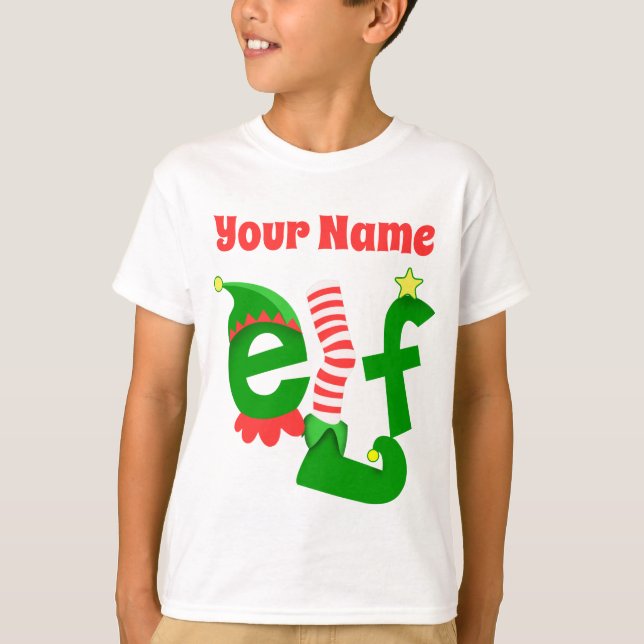 Camiseta Adicione seu Natal do nome do duende - personalize (Frente)