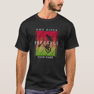 Camiseta Adicione seu nome BMX Freestyle Rider em Vermelho 
