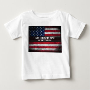 Camiseta Adicione seu texto ao sinalizador americano