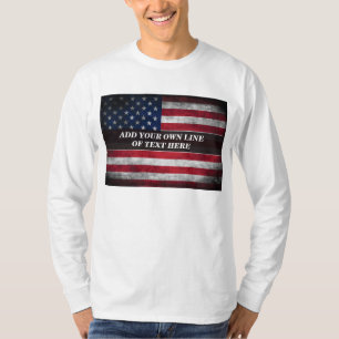 Camiseta Adicione seu texto ao sinalizador americano