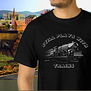 Camiseta Adicione seu TEXTO - Continua jogando com trens de