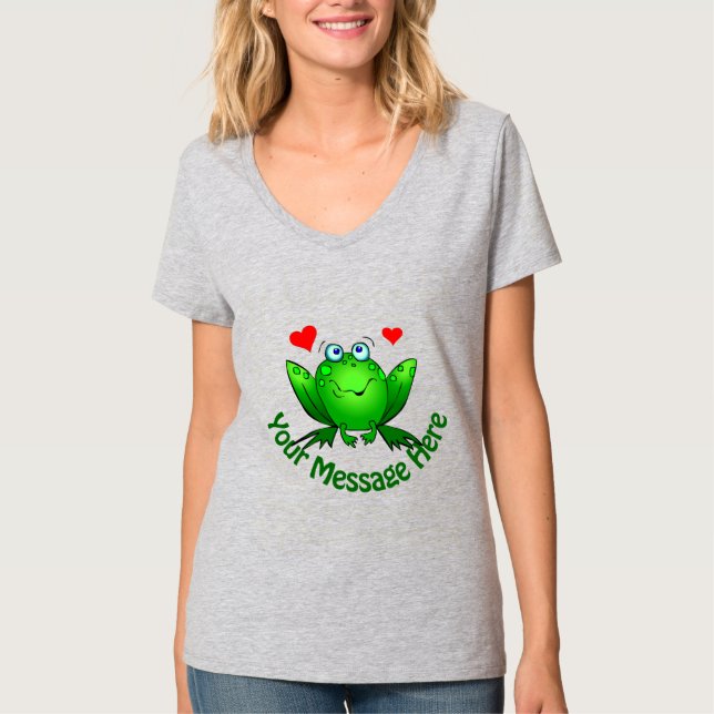 Camiseta Adicione Sua Própria Mensagem Sapo Verde Fofo c Co (Frente)
