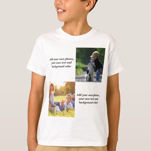 Camiseta Adicione suas próprias fotos, texto e plano de fun (Frente)