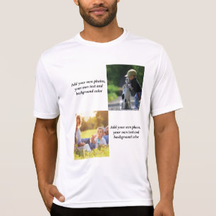 Camiseta Adicione suas próprias fotos, texto e plano de fun