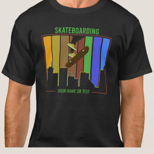 Camiseta Adicione Texto do Skateboard na cena da cidade urb