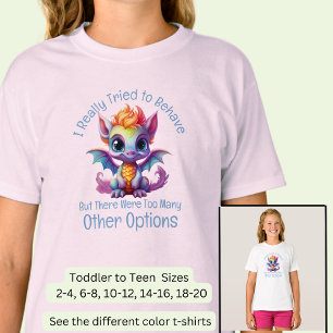 Camiseta Adicione Texto, Tente Comportar Mas, Dragão Bebê