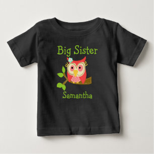 Camiseta Adicione um nome personalizado Owl Big Sister