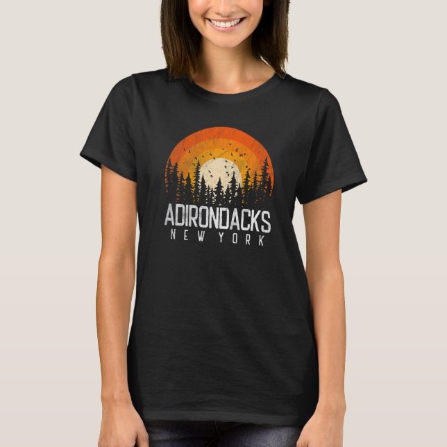 Camiseta Adirondacks Nova York Nova Nova Nova York - Retro  (Frente)