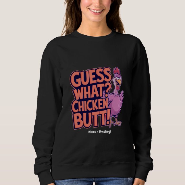 Camiseta Adivinha? Bunda de Frango! Design Divertido  (Frente)