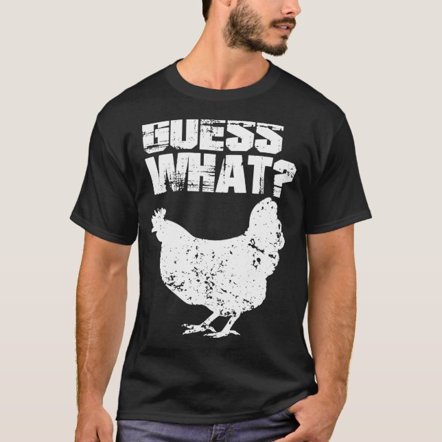Camiseta Adivinha Que Design Branco De Bumbum De Frango (Frente)