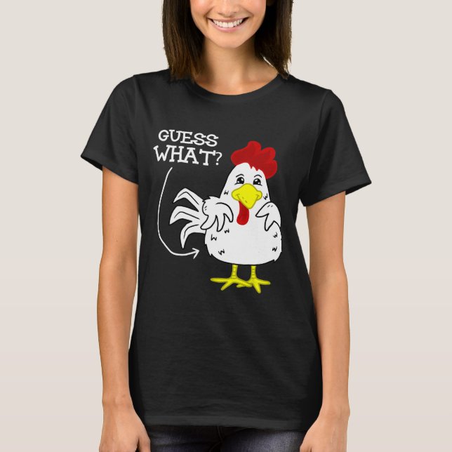 Camiseta Adivinha Que Frango Gráfico De Bumbum De Frango (Frente)