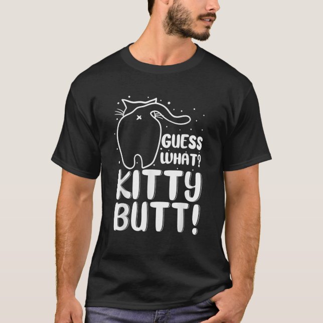 Camiseta adivinha que gatinho bumbum adorador de gatos engr (Frente)
