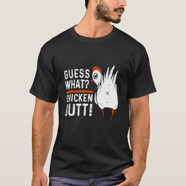 Camiseta Adivinha Que Piada branca de frango Bumbum (Frente)